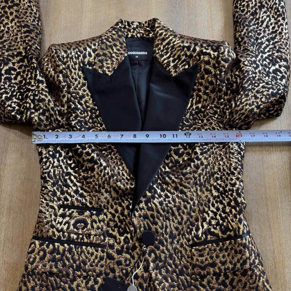 Dsquared2 Runway Tuxedo Blazer Leopard Brocade Metallic US 2, XS - Picture 7 of 16